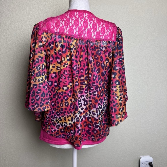 Justice Pink Sequin Tank / Animal Kimono Open Front Short Sleeves Girls Size 20 - Picture 4 of 10
